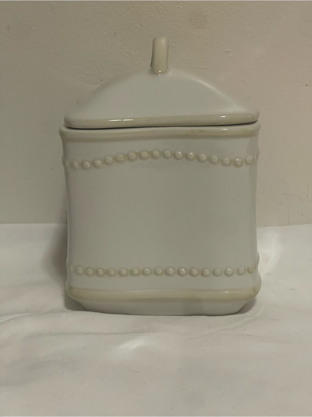 Princess House Cream Ceramic Vanity Canister